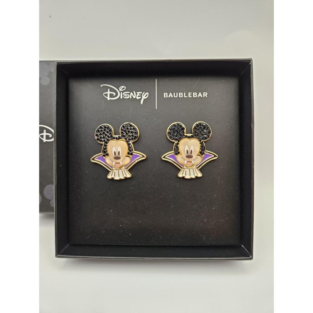 Disney X Baublebar Stud Earrings Mickey Mouse Halloween Vampire Dracula Gems - Picture 2 of 4